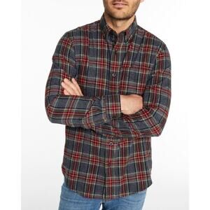 L.L. Bean Men's Scotch Plaid Flannel Shirt, Slim Fit Gray/Red Sz Medium